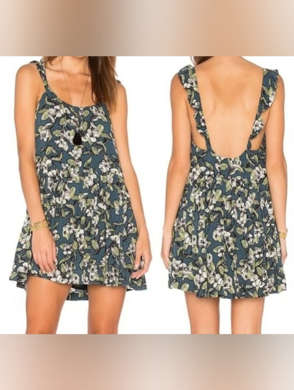 Free People Dear You Floral Low-back Mini Sundress M